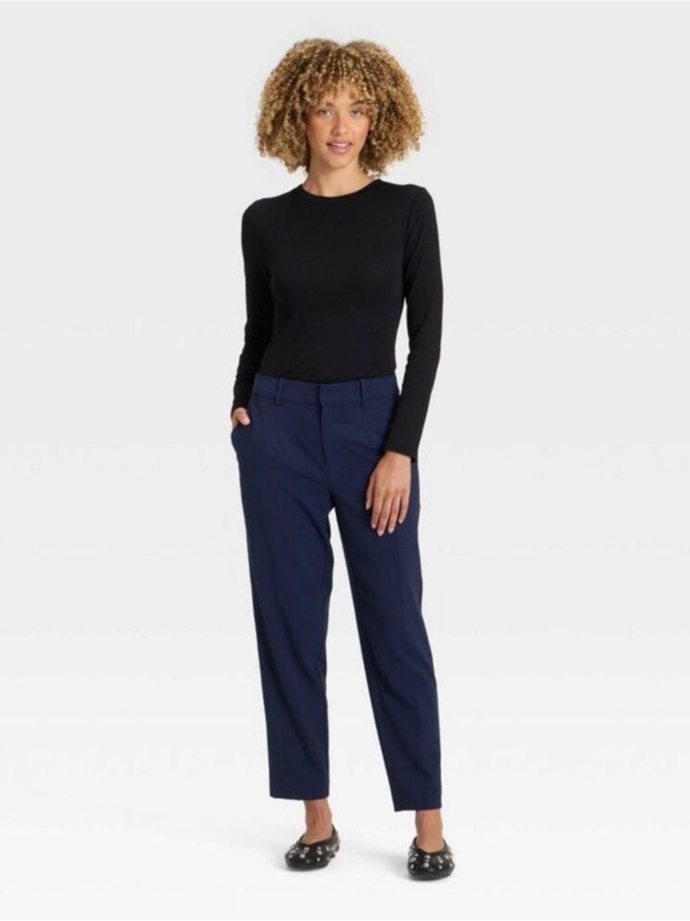 Open Box - A New Day - Women's Tapered Ankle Pants - A New Day Navy 4 Blue